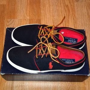 Polo by Ralph Lauren Black And Red Faxon Low Size 11 Sneakers